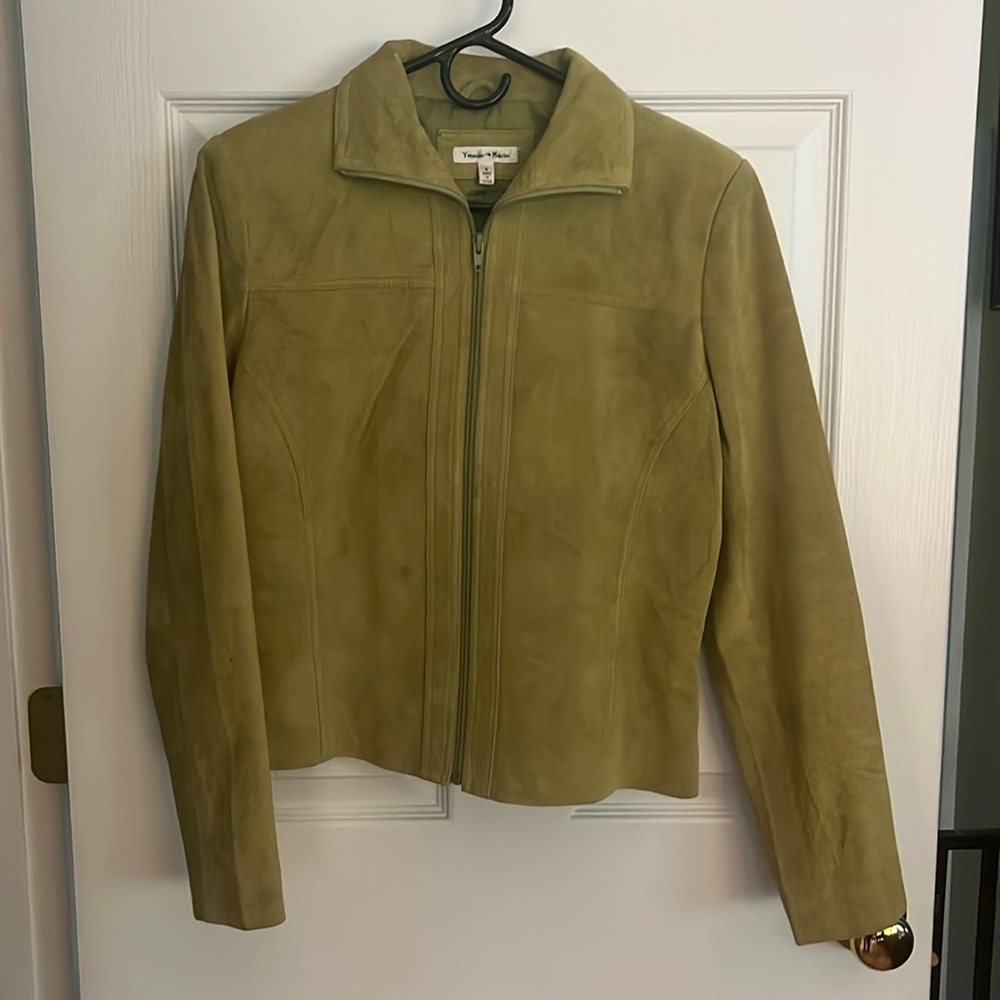 Yvonne Marie suede jacket. Gorgeous green, zip front, sits at high hip